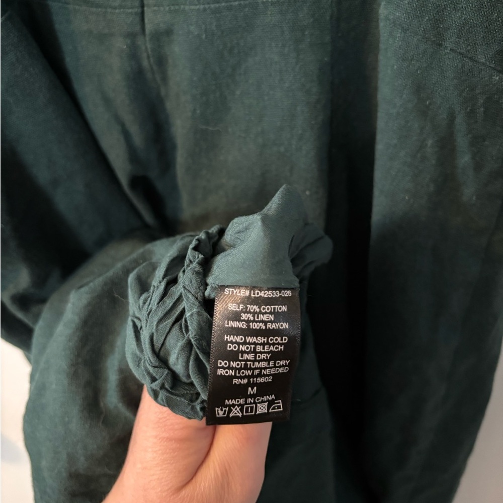 Lush Forest Green Buttoned Front Romantic Feminine Chic Midi Dress - Picture 5 of 5